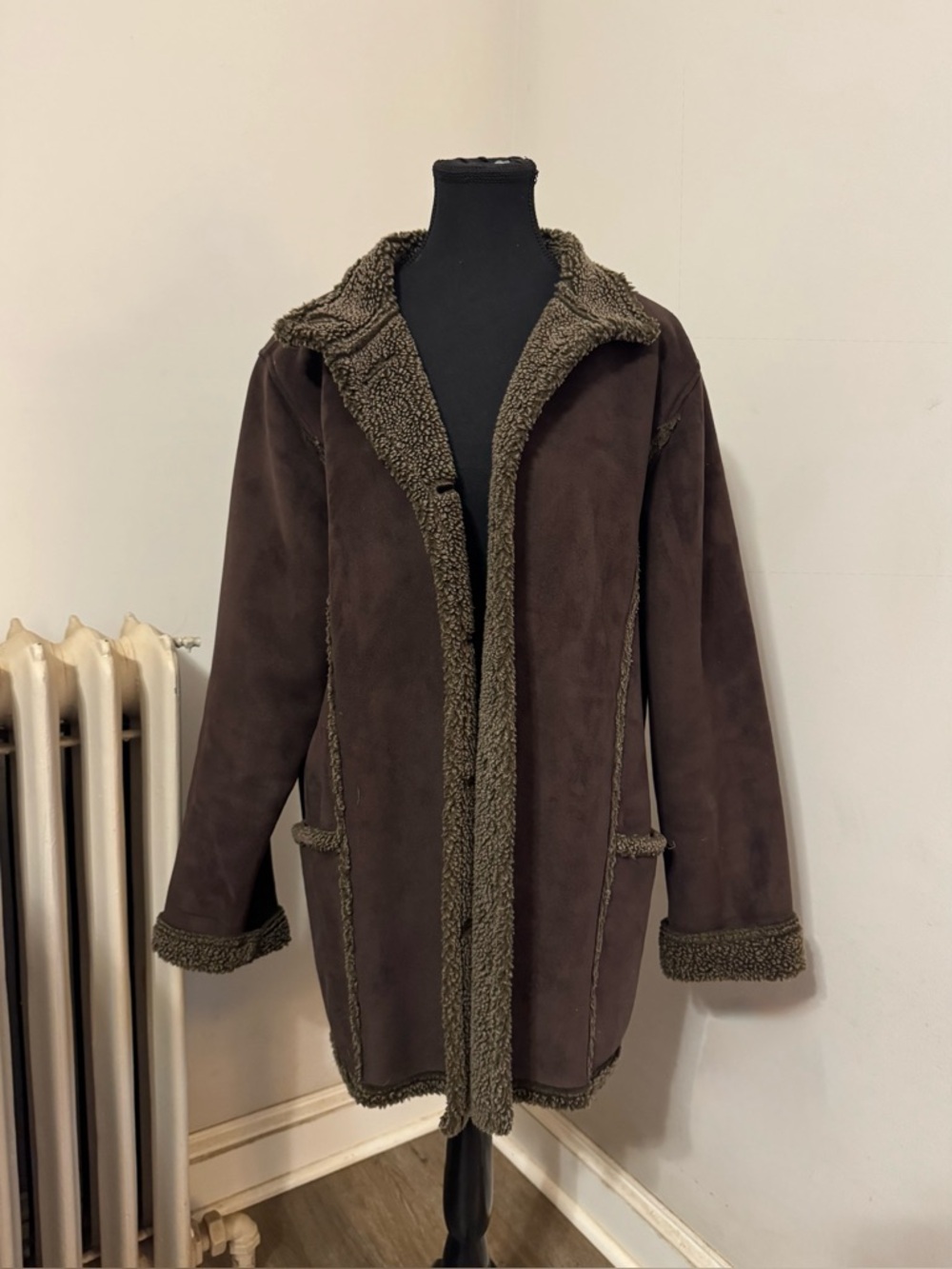 L. L. Bean Brown Suede Coat w/ Shearling Line